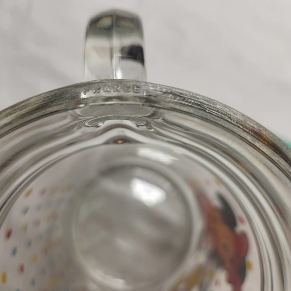 Rare BEX Disney Mickey and Minnie Mouse Glass Pitcher Made In France Heavy - Picture 8 of 8